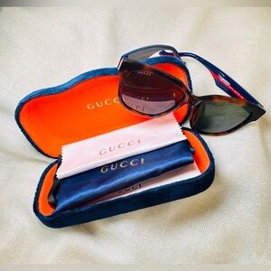 Gucci 1430SK 003 HJ used sunglasses, blue and red stripes frame color